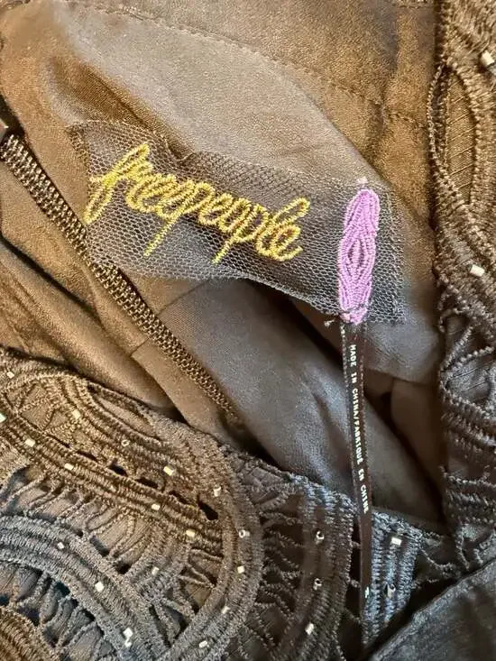 NWT Free People We Go Together Beaded Mini Dress in Black Size 10 - Picture 4 of 9